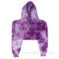 Cotton Aqua Mineral Wash Crop Top Women Hoodie